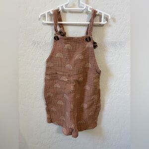 SHEIN Brown Rainbow-Print Cotton Gauze Romper